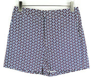 SUITSUPPLY Women's Shorts 40 Blue Red White Patterned Zip-Fly Summer
