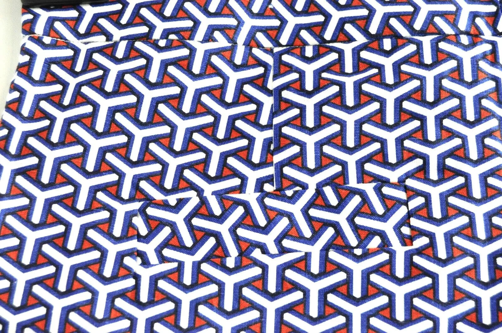 SUITSUPPLY Women's Shorts 40 Blue Red White Patterned Zip-Fly Summer