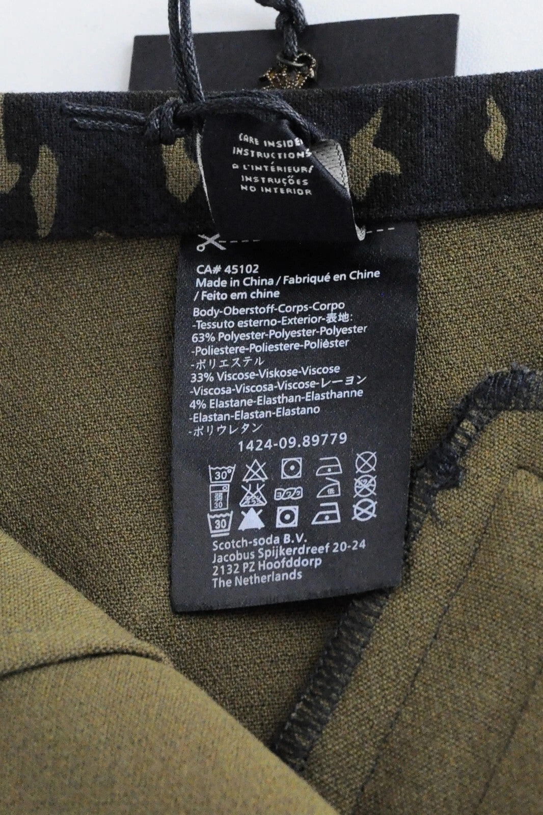 MAISON SCOTCH Women's Skirt L Dark Blue Stretch Zip Pockets Animal Print