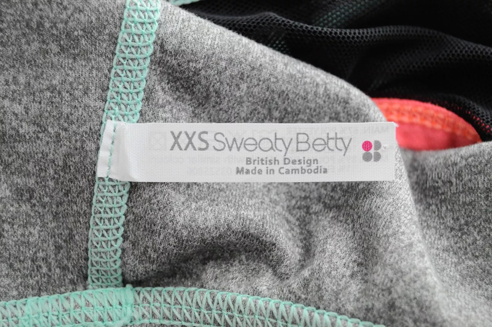 SWEATY BETTY Women's Sport Bra 2XS Grey Reversible Mesh Stretch Straps