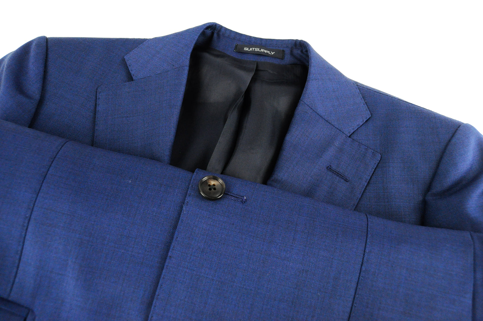 SUITSUPPLY Lazio Men's Suit UK34R Slim Fit Blue Wool Lined 2-Piece Classic Wear