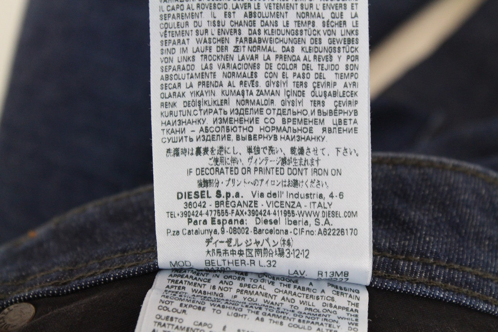 DIESEL Belther-R R13M8 Mens Jeans W28 L32 Slim Tapered Stretchy Cotton Blue