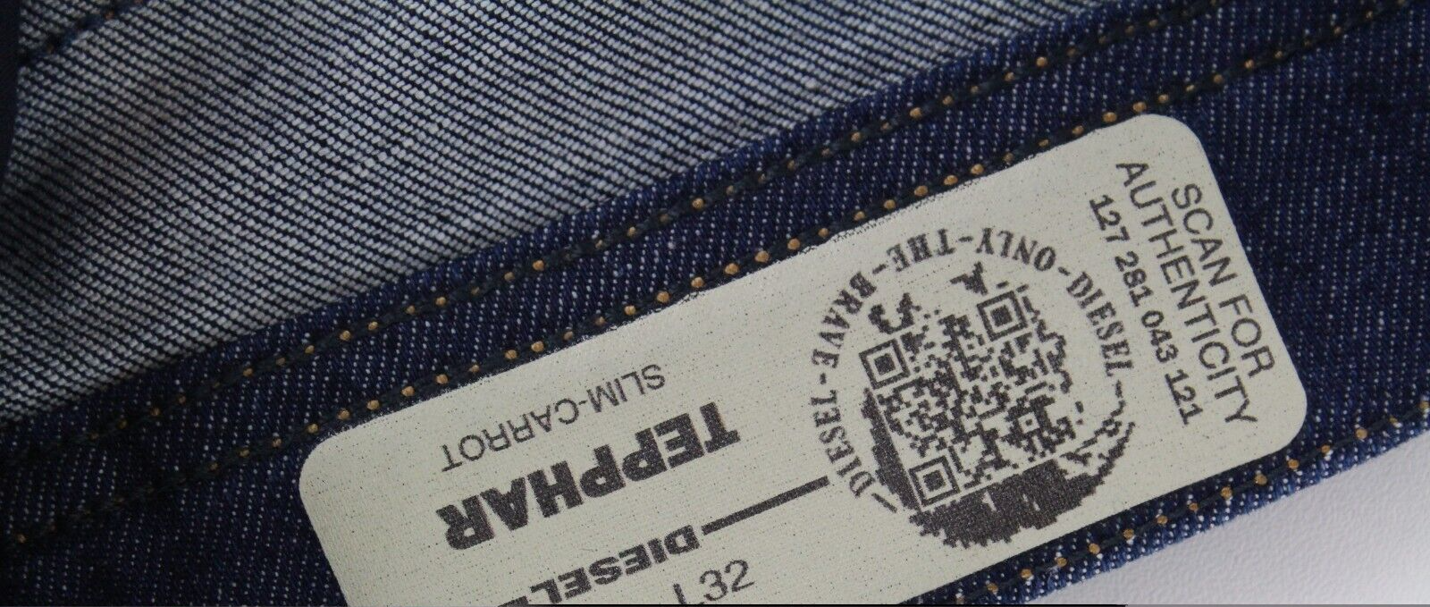 DIESEL Tepphar R7NA8 Men's Blue Jeans W29/L32 Slim Carrot Washed Cotton Stretch