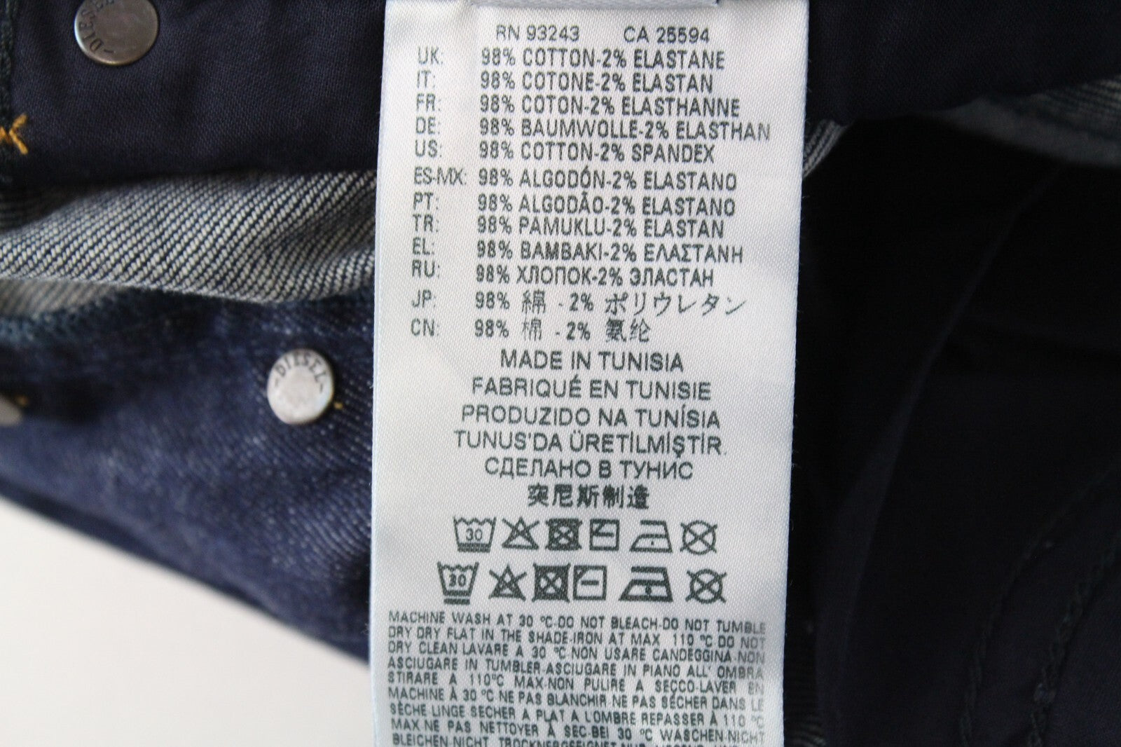 DIESEL Tepphar R7NA8 Men's Blue Jeans W29/L32 Slim Carrot Washed Cotton Stretch