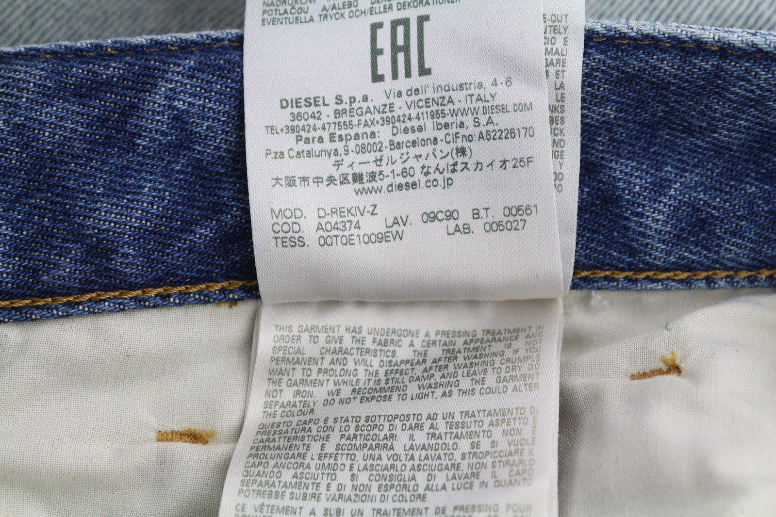 DIESEL D-Rekiv-Z 09C90 Men Jeans W32/L34 Ripped Distress Straight Washed RRP€295