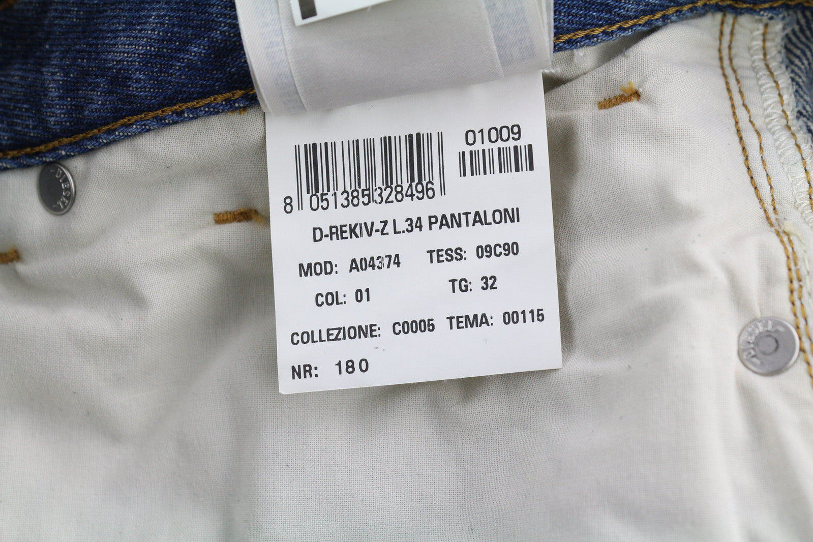 DIESEL D-Rekiv-Z 09C90 Men Jeans W32/L34 Ripped Distress Straight Washed RRP€295