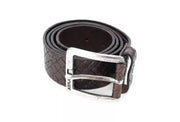 REPLAY Men's Belt 85 cm Squared-End Brown Cow Leather Patterned Buckled