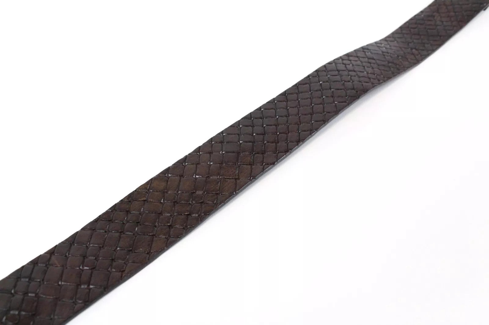 REPLAY Men's Belt 85 cm Squared-End Brown Cow Leather Patterned Buckled