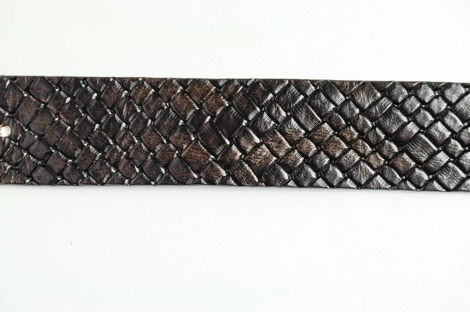 REPLAY Men's Belt 85 cm Squared-End Brown Cow Leather Patterned Buckled