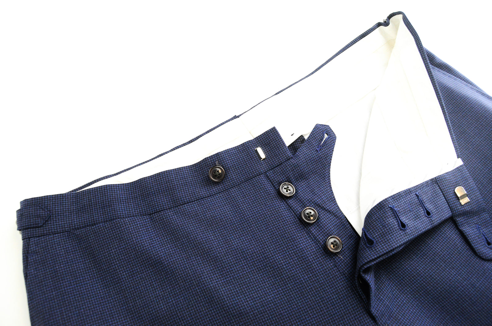 SUITSUPPLY Brescia Men's Trousers UK44S Blue Patterned Wool Pleated Formal Wear