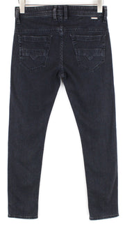 DIESEL Thommer 084NK vyriški juodi džinsai W27 Slim Fit skalbtos medvilnės tamprūs džinsai 