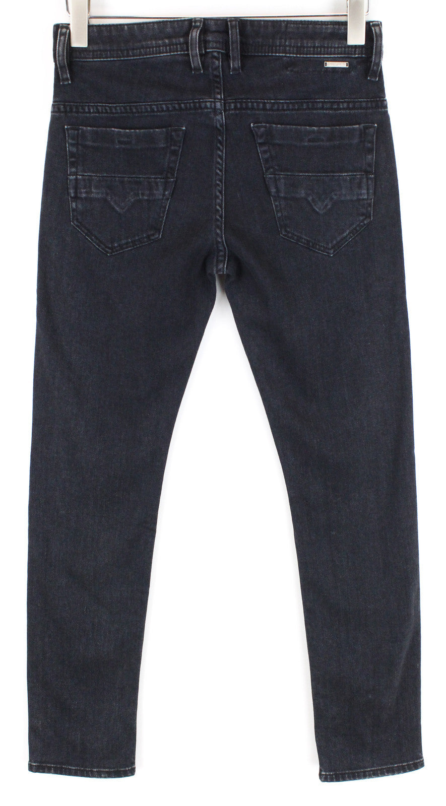 DIESEL Thommer 084NK vyriški juodi džinsai W27 Slim Fit skalbtos medvilnės tamprūs džinsai 