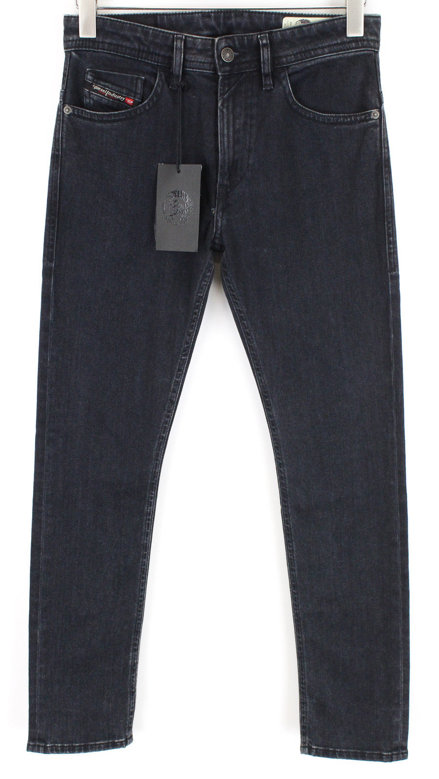 DIESEL Thommer 084NK vyriški juodi džinsai W27 Slim Fit skalbtos medvilnės tamprūs džinsai 