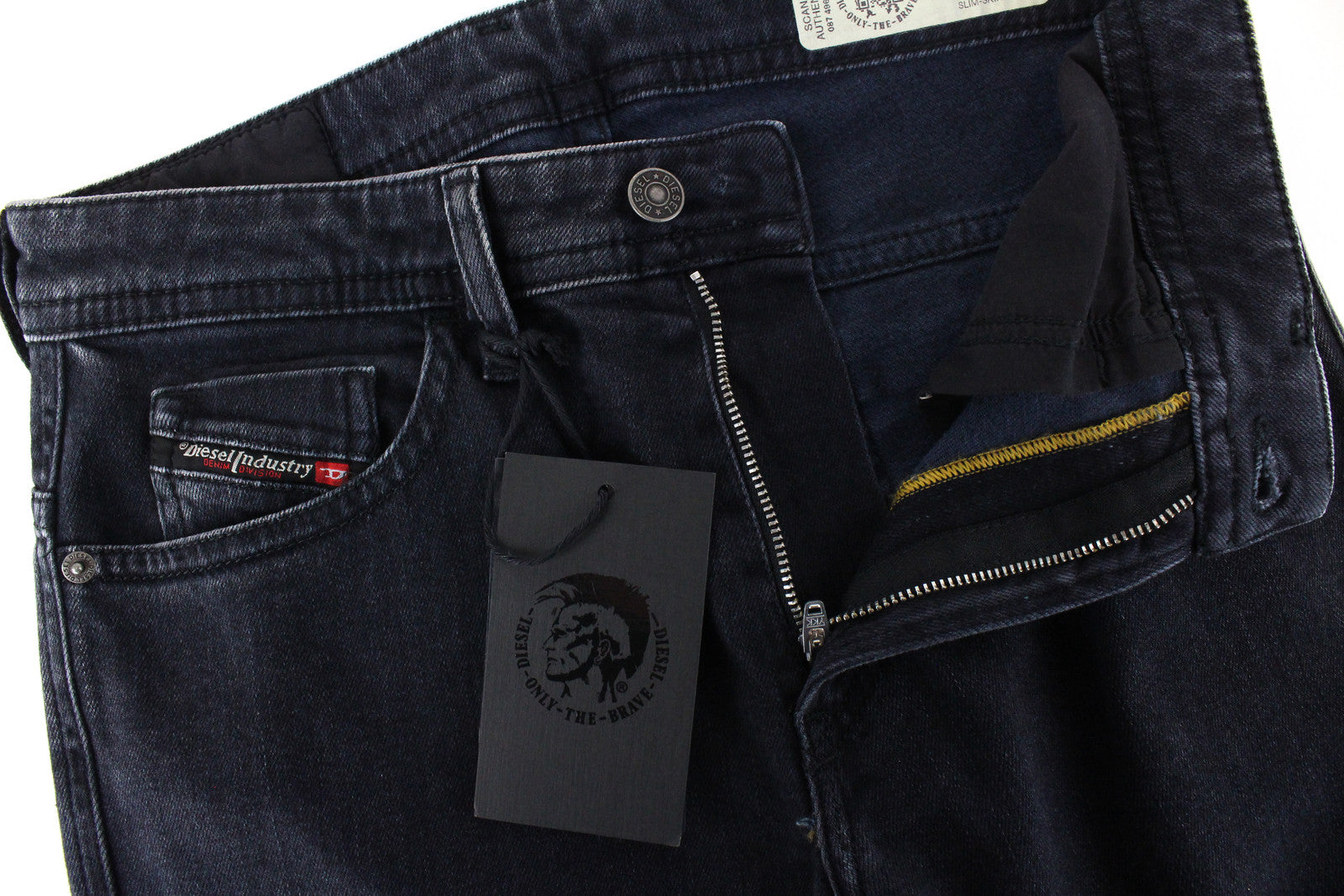 DIESEL Thommer 084NK vyriški juodi džinsai W27 Slim Fit skalbtos medvilnės tamprūs džinsai 