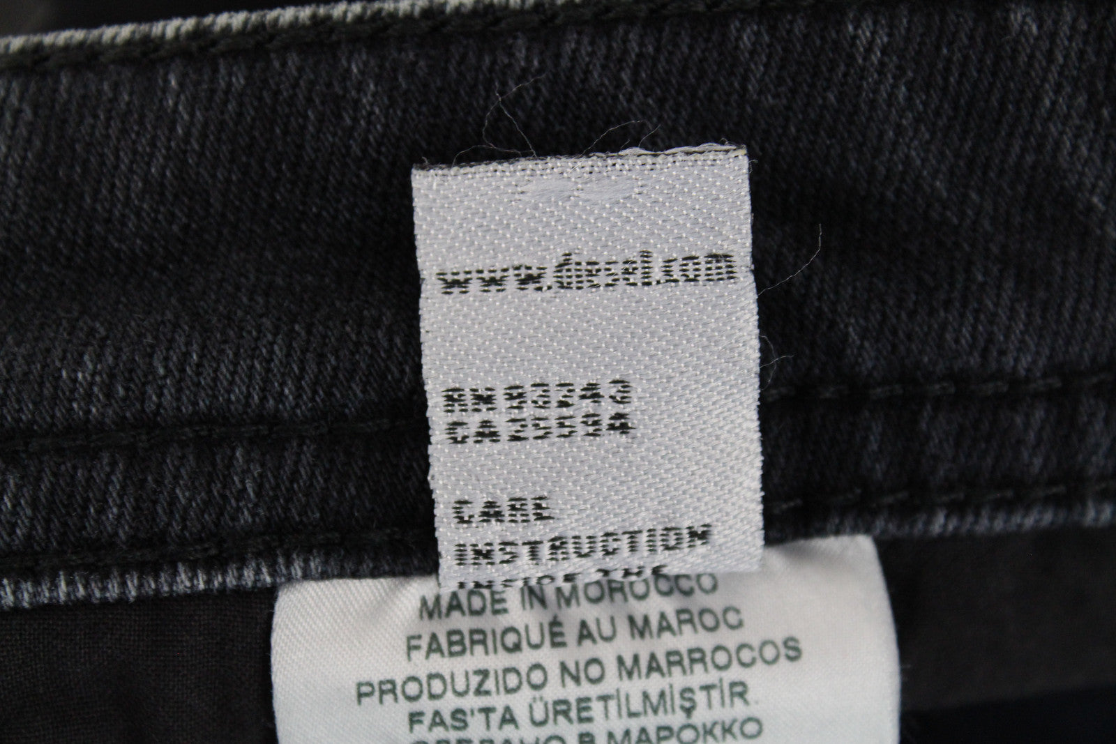 DIESEL Thommer 084NK vyriški juodi džinsai W27 Slim Fit skalbtos medvilnės tamprūs džinsai 