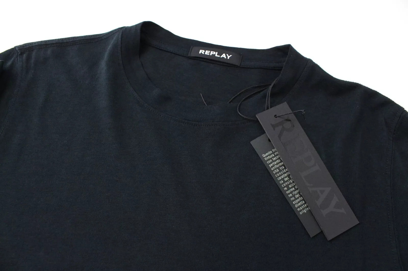 REPLAY Men's T-Shirt M Black Casual Cotton Blend Short Sleeve Pullover