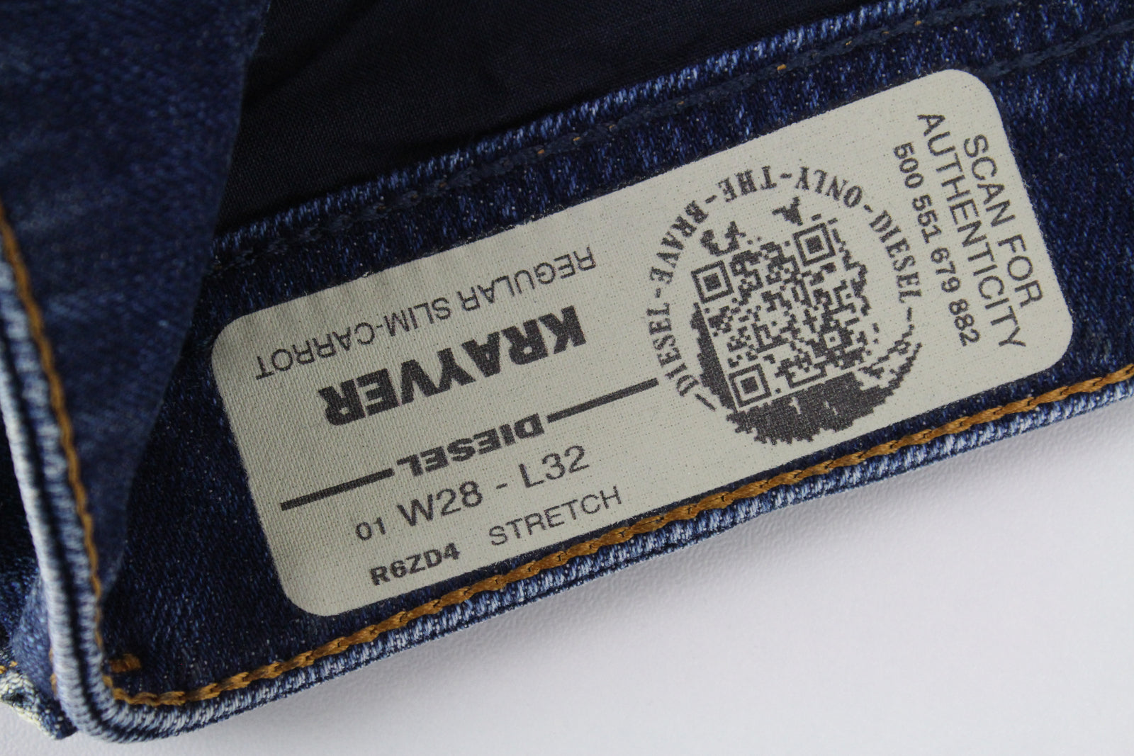 DIESEL Krayver R6ZD4 Men's Blue Jeans W28/L32 Slim Carrot Washed Cotton Stretch