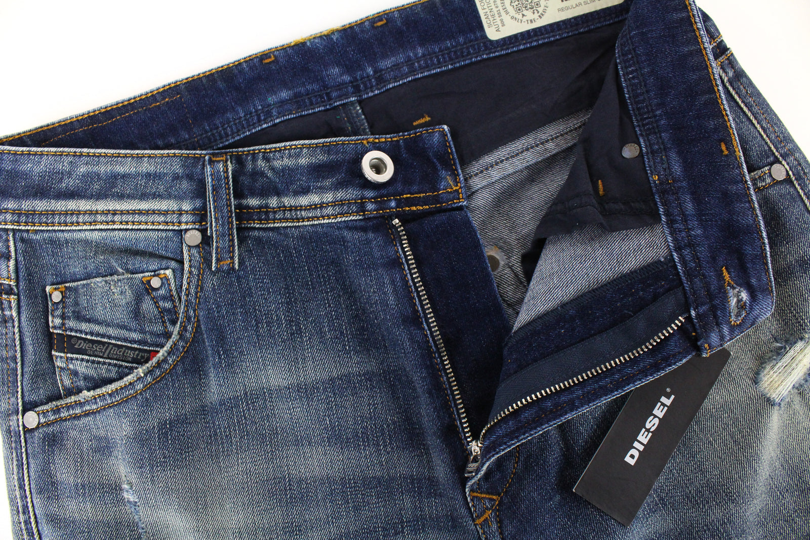 DIESEL Krayver R6ZD4 Men's Blue Jeans W28/L32 Slim Carrot Washed Cotton Stretch