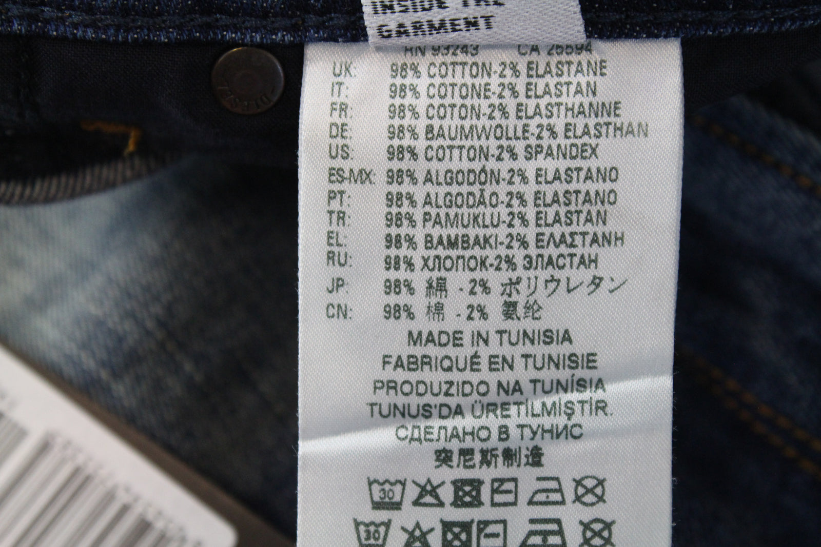 DIESEL Krayver R6ZD4 Men's Blue Jeans W28/L32 Slim Carrot Washed Cotton Stretch