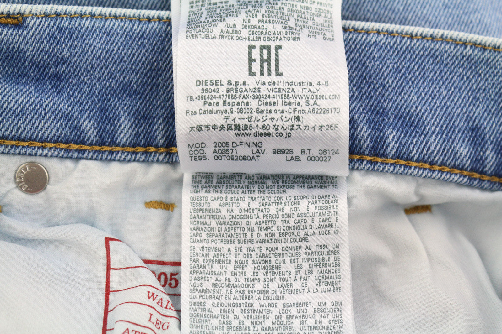 DIESEL 2005 D-Fining 9B92S Men Jeans W32/L32 Regular Mid Tapered Blue RRP€160