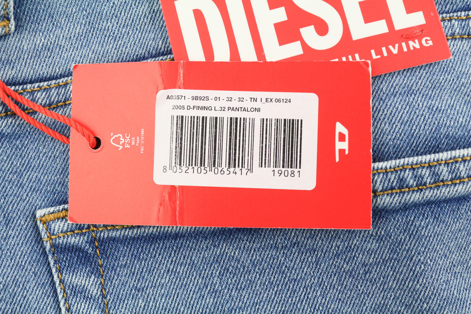 DIESEL 2005 D-Fining 9B92S Men Jeans W32/L32 Regular Mid Tapered Blue RRP€160