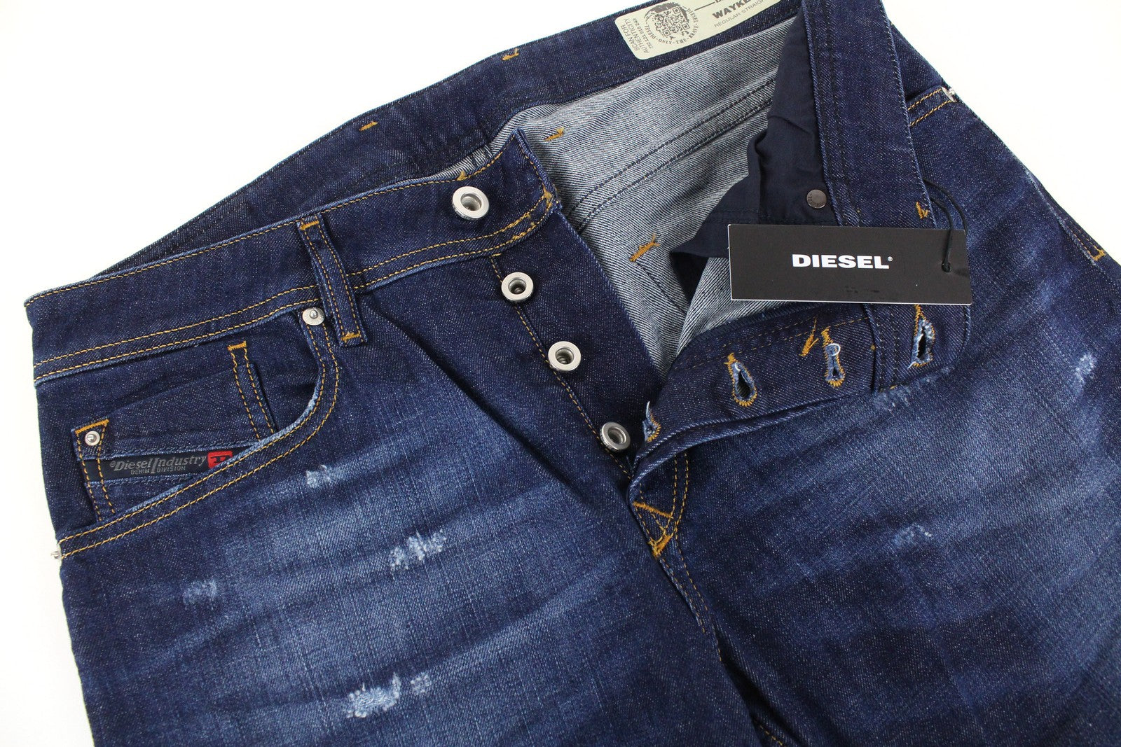 DIESEL Waykee R7NA8 Mens Jeans W30 L30 Straight  Washed Cotton Blue Denim