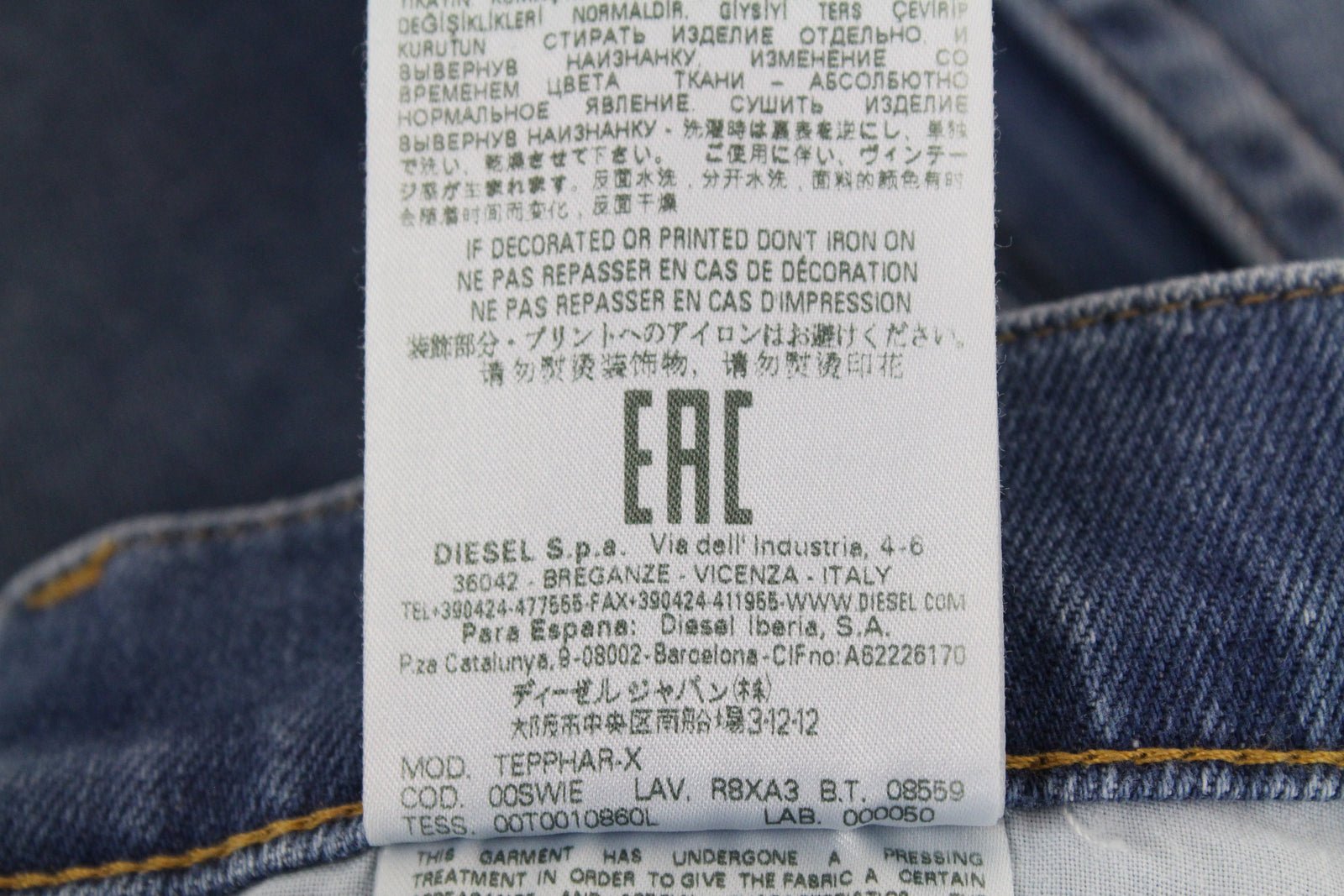 DIESEL Tepphar-X R8XA3 Men's Blue Jeans W28/L34 Slim Carrot Cotton Washed