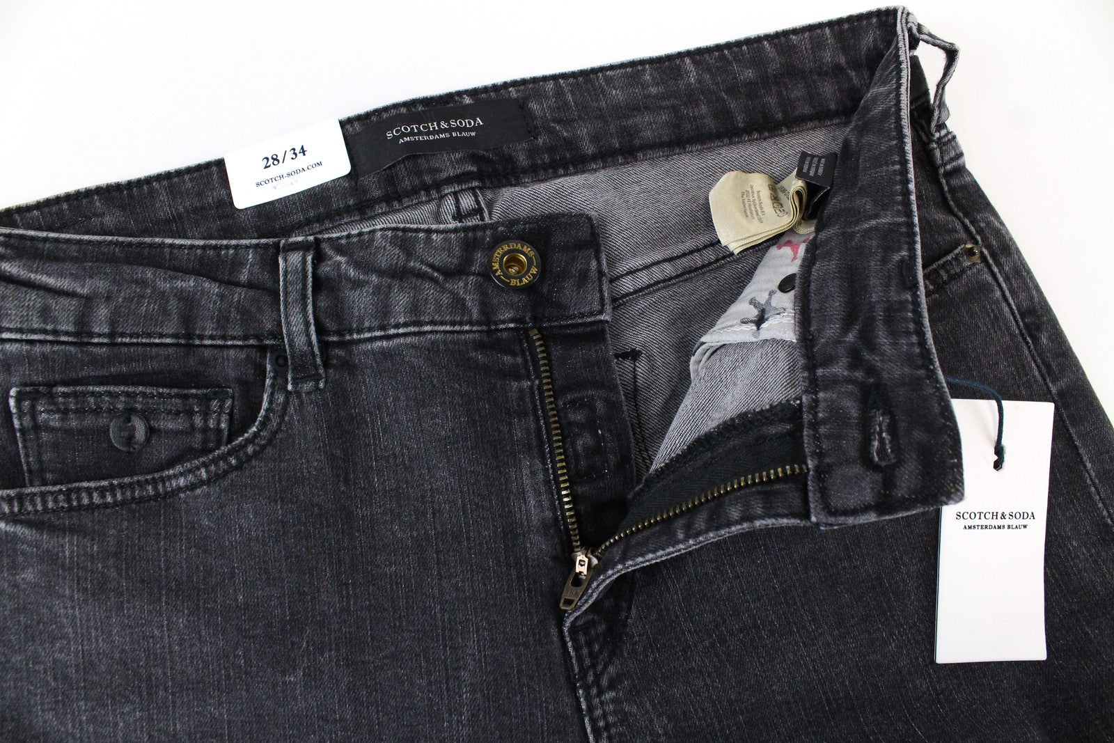 SCOTCH & SODA Supreme Women Jeans W28/L34 Slim Straight Grey Cotton Stretch