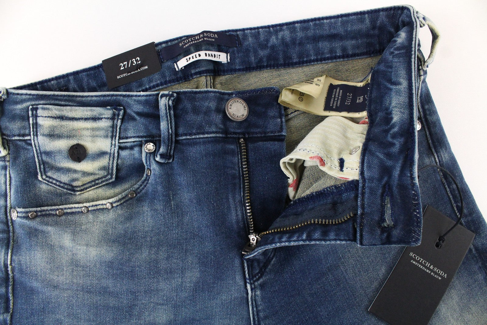 SCOTCH & SODA Ams Blauw Women Jeans W27/L32 Skinny Blue Cotton Stretch Washed