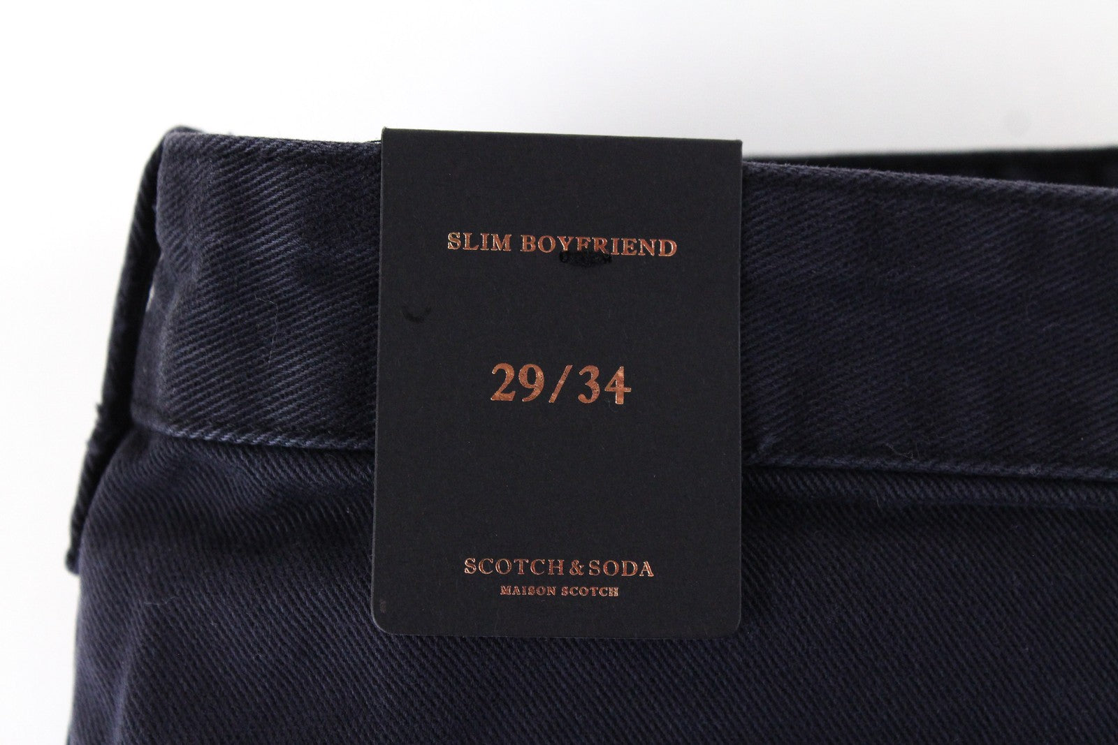 MAISON SCOTCH Women Jeans W29/L34 Slim Boyfriend Fit Cotton Navy Zip-Fly Ripped