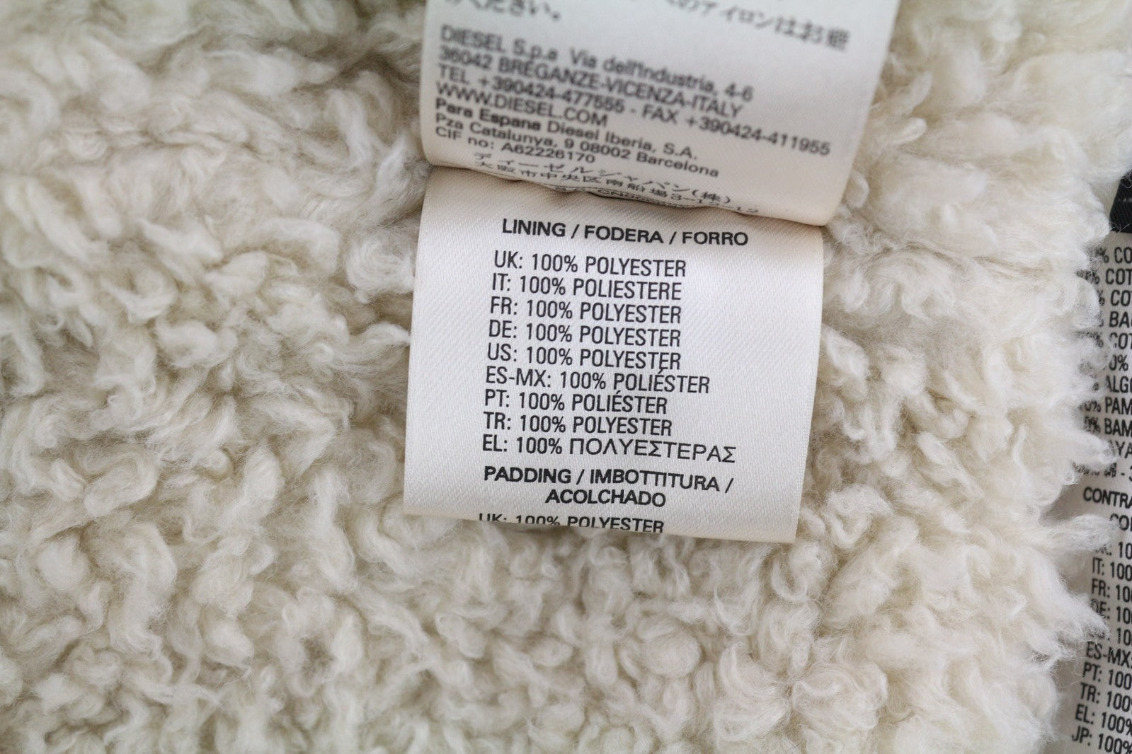 DIESEL W-Terry Women Jacket S Green Parka Zip Hooded Sherpa Lined RRP€395