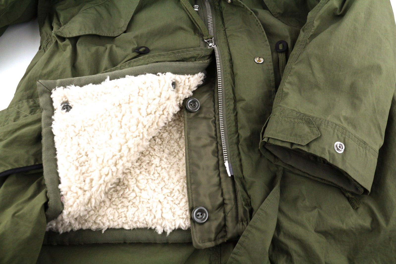 DIESEL W-Terry Women Jacket S Green Parka Zip Hooded Sherpa Lined RRP€395