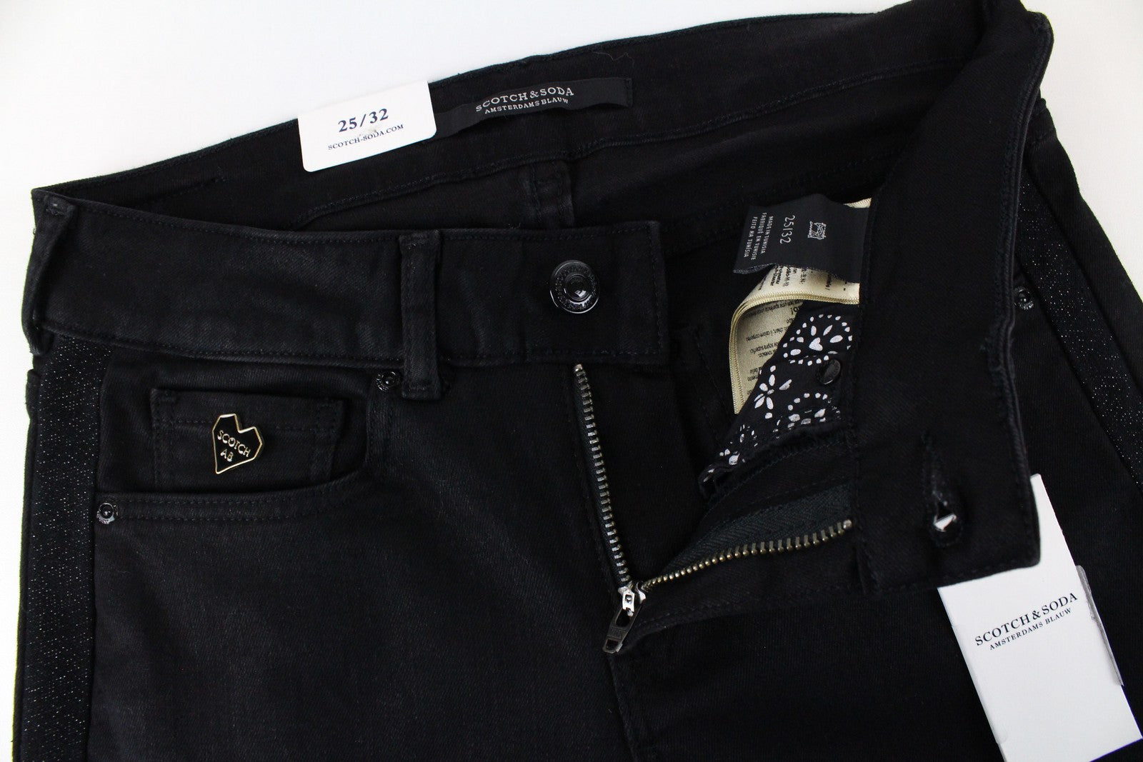 SCOTCH & SODA La Bohemienne Women Jeans W25/L32 Skinny Fit Black Cotton Stretch