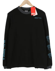 DIESEL T-Justle-LS-E9 Men T-Shirt L Black Long Sleeve Crew Neck Cotton RRP€135