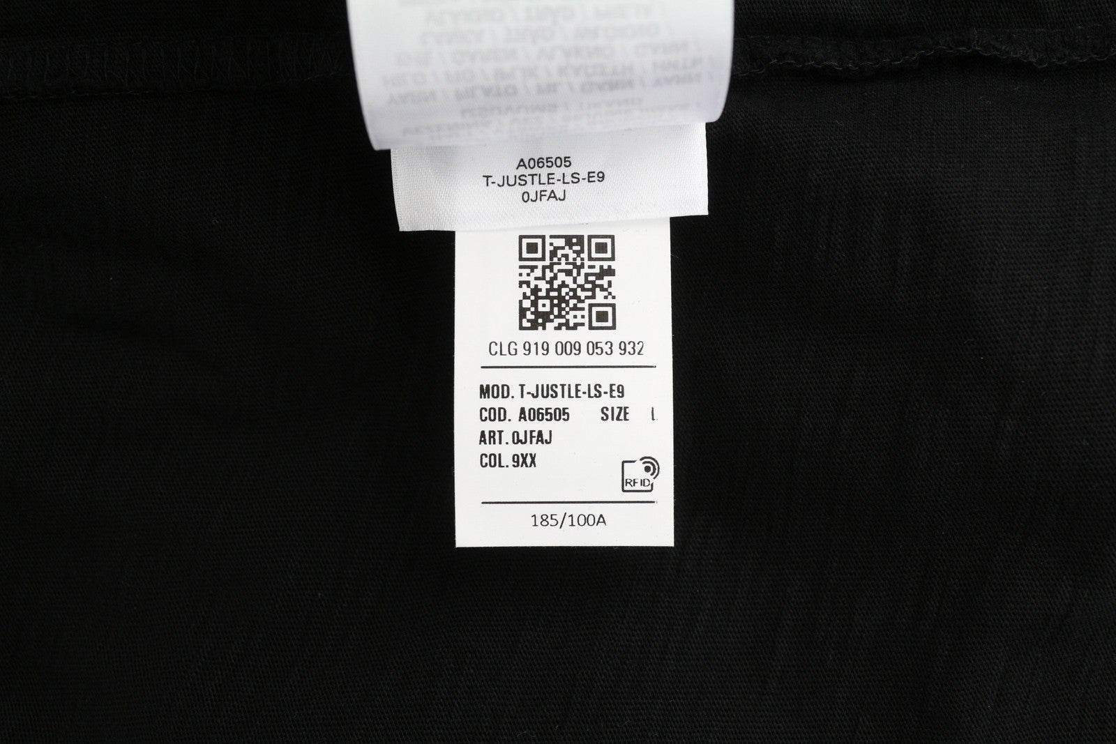 DIESEL T-Justle-LS-E9 Men T-Shirt L Black Long Sleeve Crew Neck Cotton RRP€135