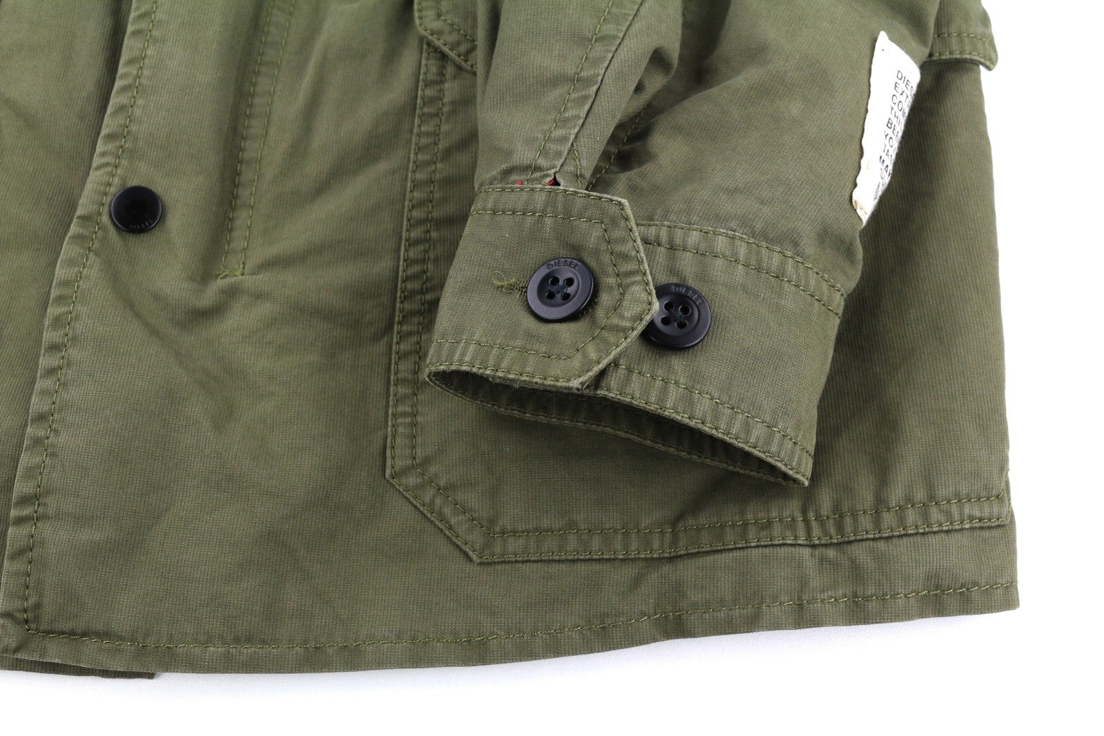 DIESEL Jamede Men Jacket S Khaki Zipper High Neck Lined Drawstring Waist Logo