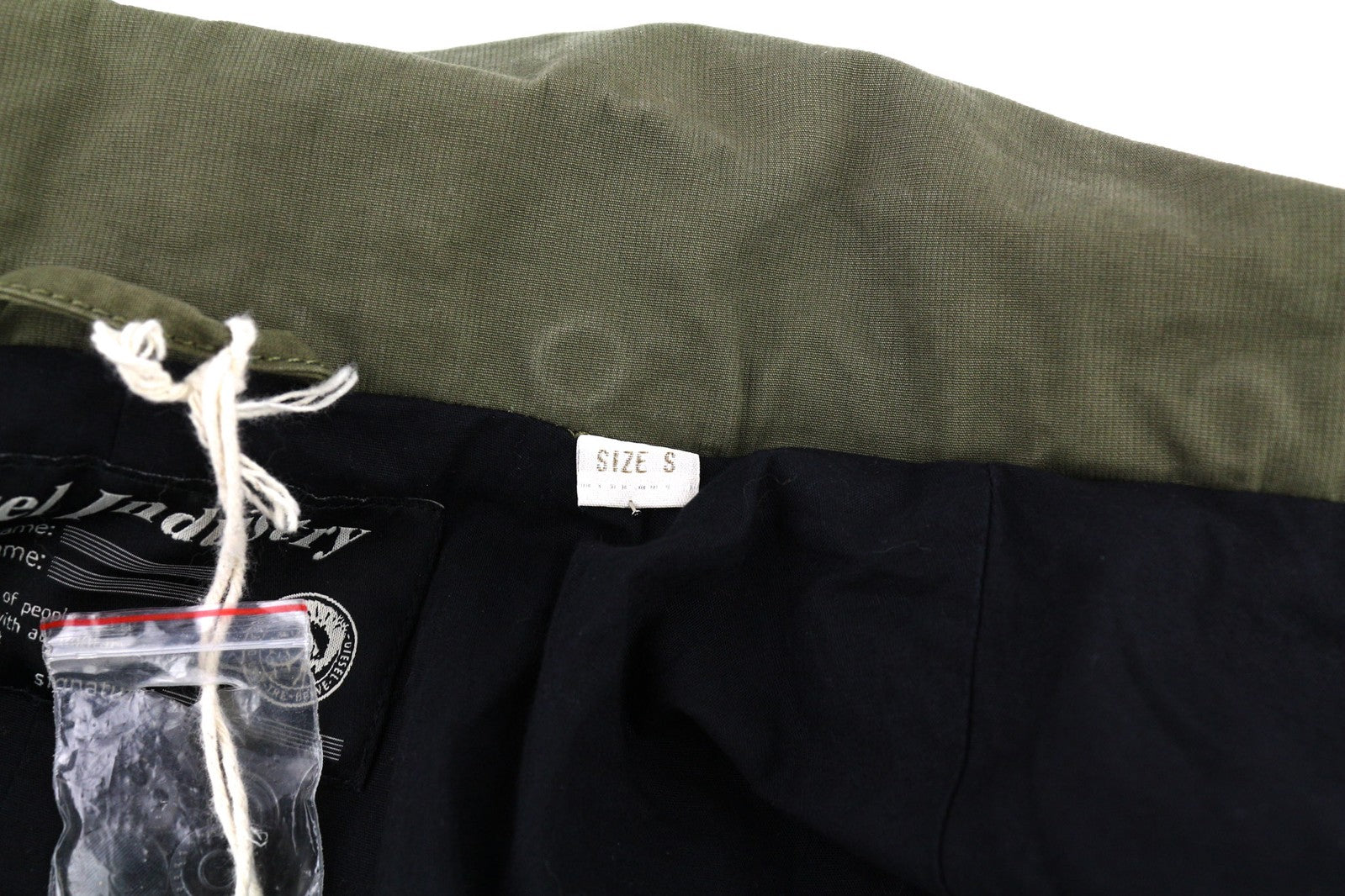 DIESEL Jamede Men Jacket S Khaki Zipper High Neck Lined Drawstring Waist Logo