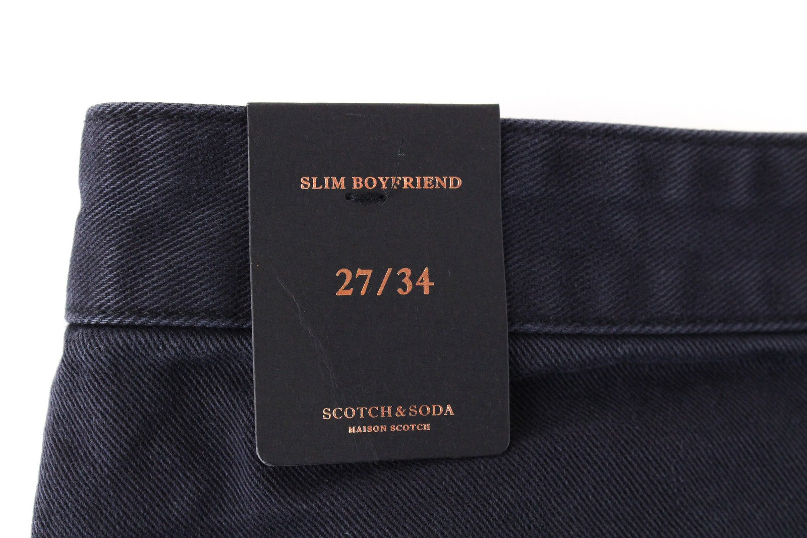 MAISON SCOTCH Women Jeans W27/L34 Slim Boyfriend Fit Ripped Navy Cotton Dyed