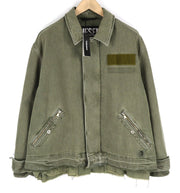 DIESEL J-Georg Men Jacket L Military Denim Zip Distress Lightweight RRP€395