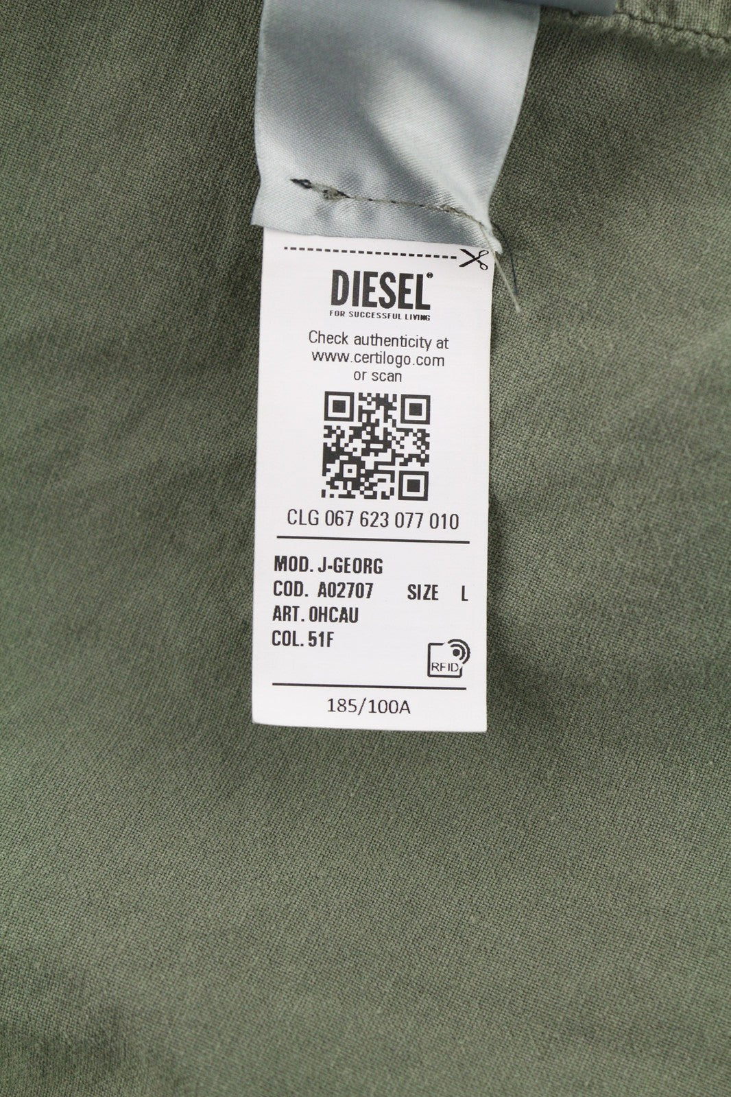 DIESEL J-Georg Men Jacket L Military Denim Zip Distress Lightweight RRP€395