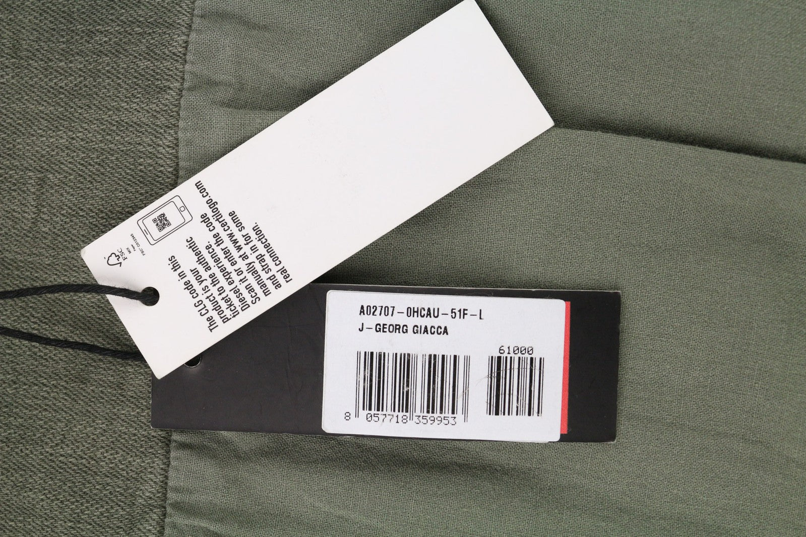 DIESEL J-Georg Men Jacket L Military Denim Zip Distress Lightweight RRP€395