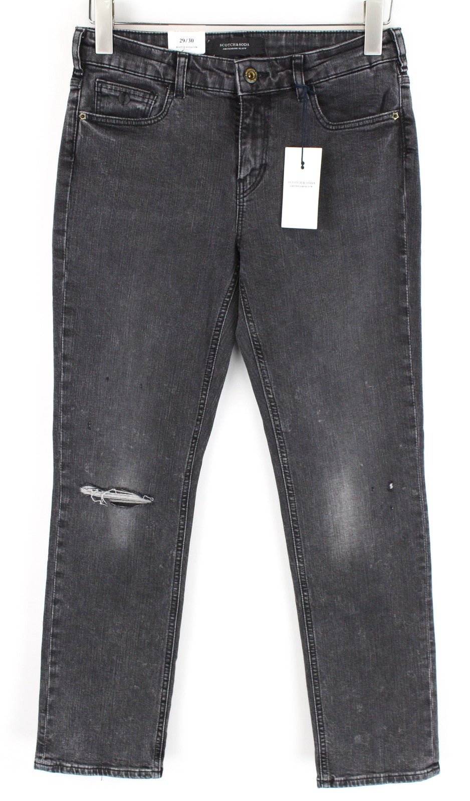 SCOTCH & SODA Supreme Women Jeans W29/L30 Slim Straight Fit Grey Cotton Stretch