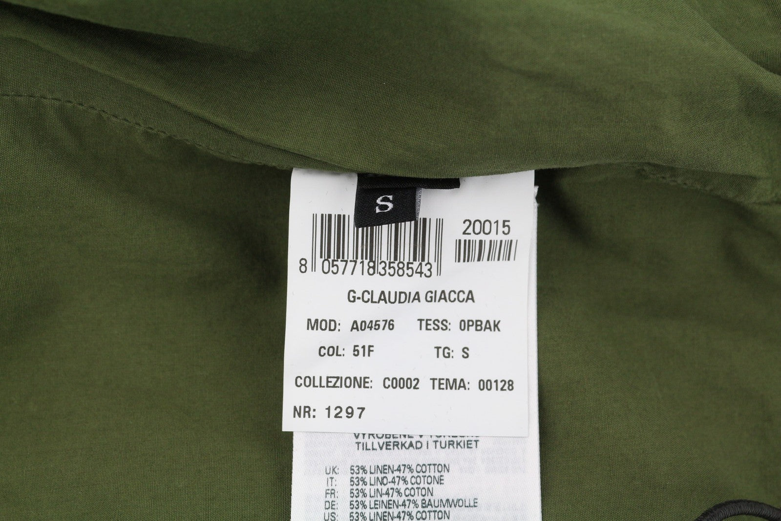 DIESEL G-Claudia Women Jacket S Linen Blend Drawstring Hidden Closure RRP€395