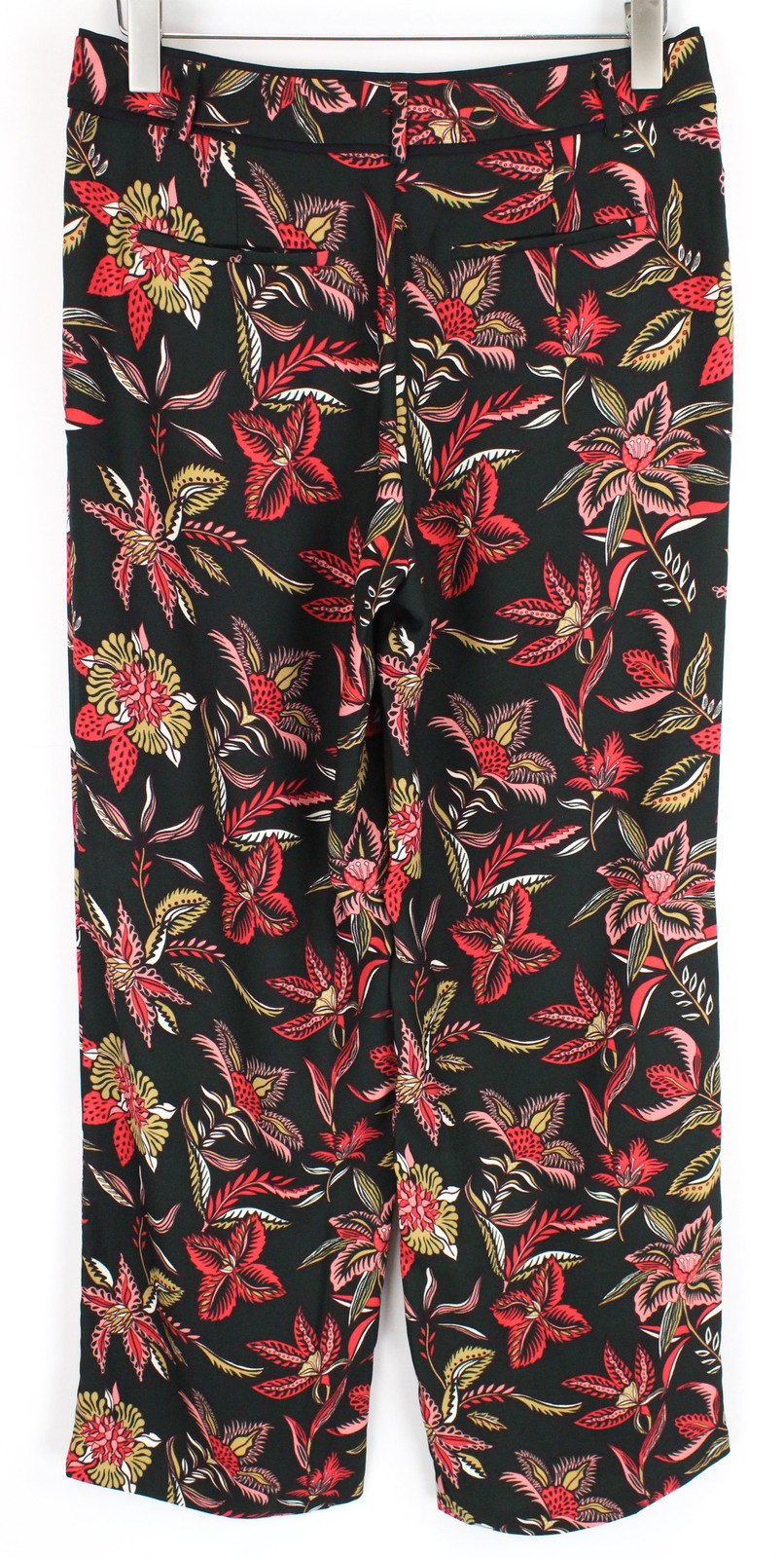 MAISON SCOTCH Women Trousers M Loose Dark Green Flower Patterned Lightweight*