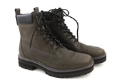 TIMBERLAND A2M2B Men Boots EU43 Grey Leather Waterproof Lace Up Logo ReBOTL