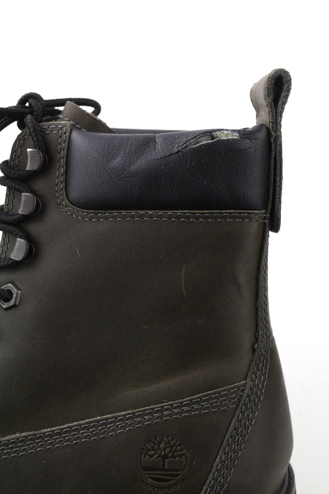 TIMBERLAND A2M2B Men Boots EU43 Grey Leather Waterproof Lace Up Logo ReBOTL