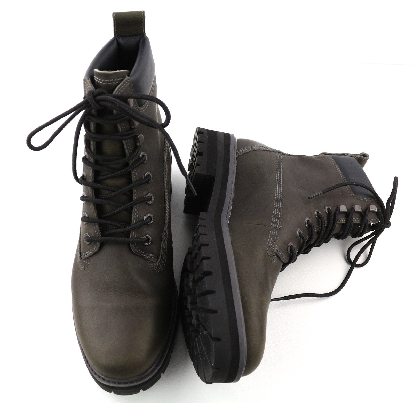 TIMBERLAND A2M2B Men Boots EU43 Grey Leather Waterproof Lace Up Logo ReBOTL