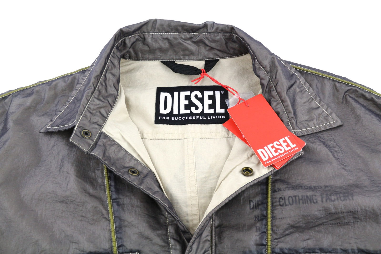 DIESEL S-U24 Men Jacket XL Snap Buttons Shiny Look Lined Lightweight RRP€275