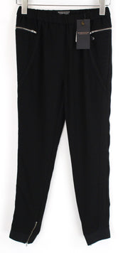MAISON SCOTCH Women Trousers XS Slim Black Stretch Cotton Blend Pull On