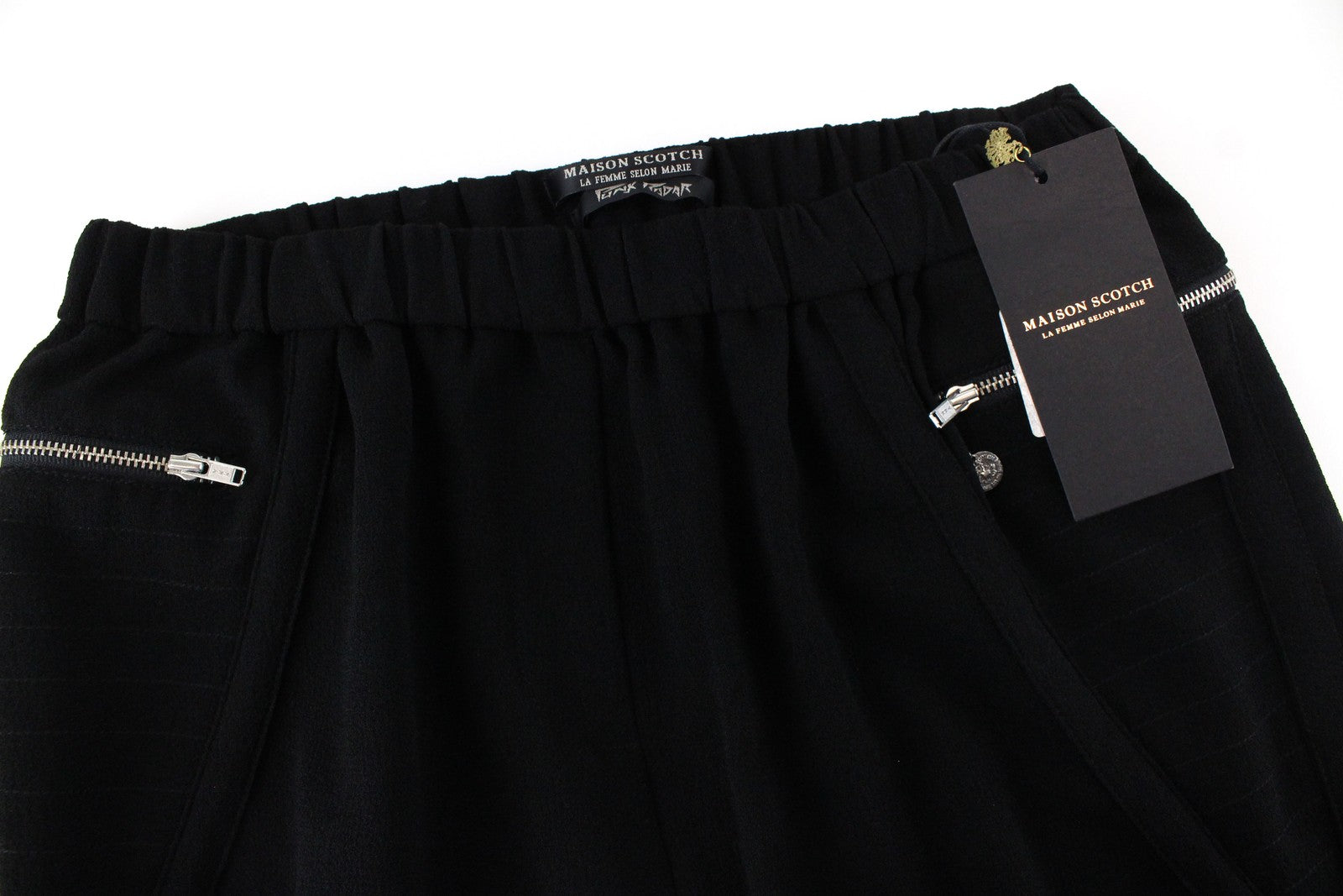 MAISON SCOTCH Women Trousers XS Slim Black Stretch Cotton Blend Pull On